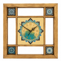 Donau Green Wave Wanduhr, lautlos, Fichtenholz & Keramik, 38 x 38 cm
